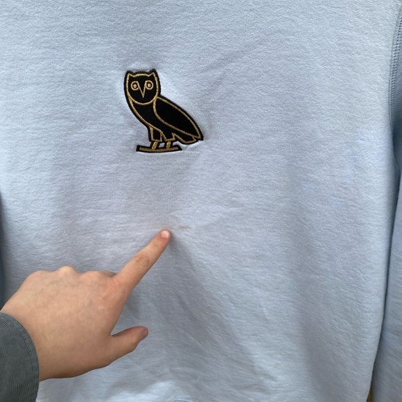 Octobers Very Own Classic Owl Logo Sweatshirt OVO Crewneck Light Blue Small - Picture 6 of 10